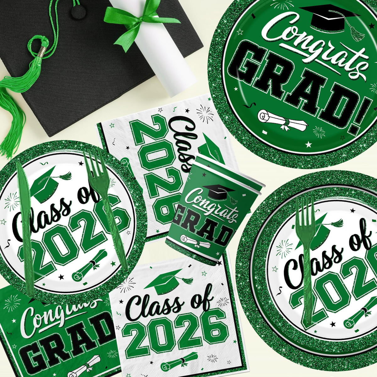 Peghoqu green-white graduation plates simplify serving desserts
