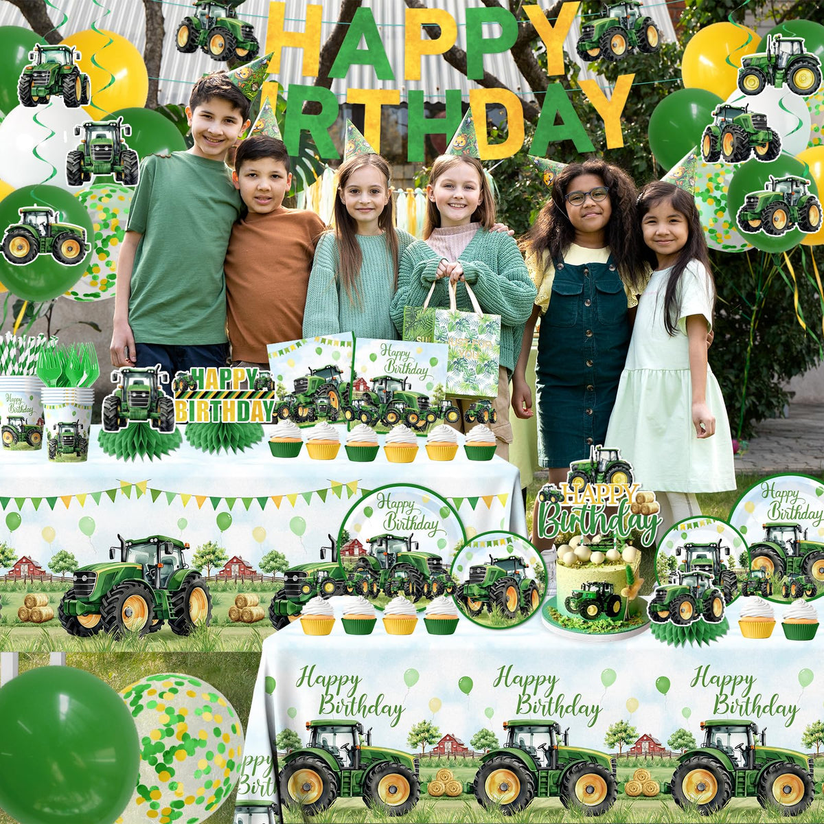 Peghoqu tractor-themed disposable plates for easy cleanup and meals
