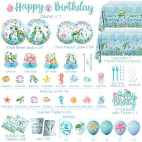 Peghoqu undersea tablecloth teal ties the ocean theme to your table.