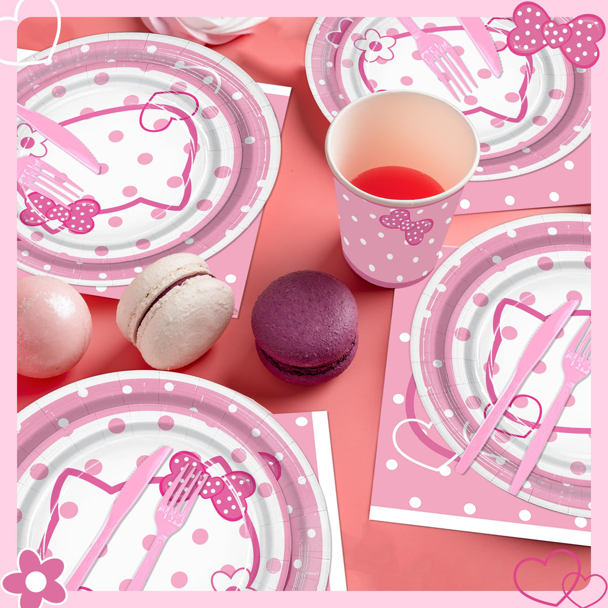 Peiking pink kittens cups for mess-free drinks and party flair