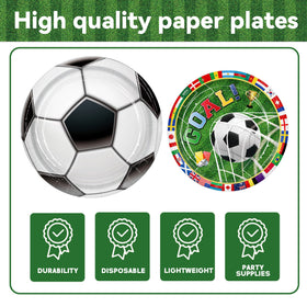 Peiking soccer party cups with bold flags, leakproof for hot cocoa or iced drinks.