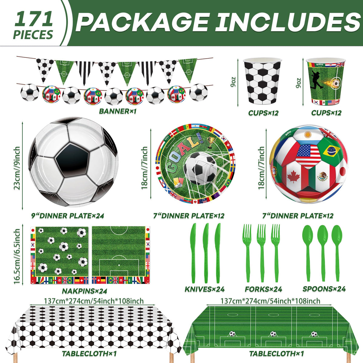Peiking soccer party napkins with vibrant field motif for quick cleanup.