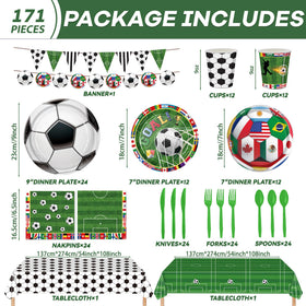 Peiking soccer party napkins with vibrant field motif for quick cleanup.