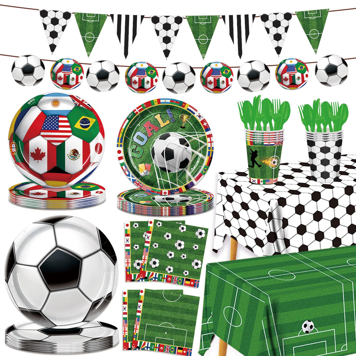 Peiking soccer plates 9in with GOAL design for hearty party meals.