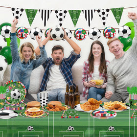 Peiking soccer party tablecloths—stain resistant and durable.