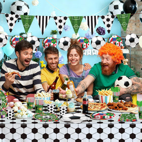 Peiking pennant banner flags adding World Cup vibe.