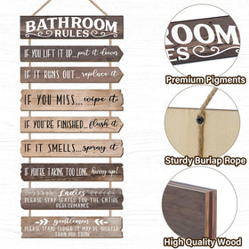 PEKCARGO bathroom rules wall art with vintage appeal.