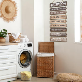 PEKCARGO bathroom signs set shown in a full wall display for decor ideas.
