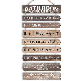 PEKCARGO bathroom signs wooden panel for rustic charm and etiquette reminders.