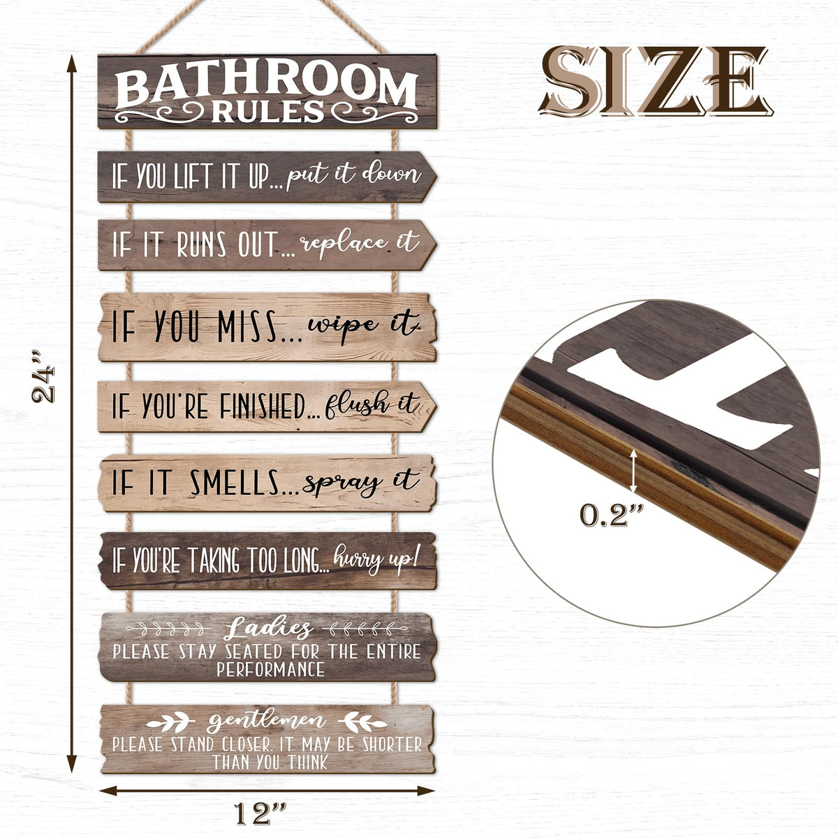 PEKCARGO farmhouse bathroom signs rope display for cozy walls.