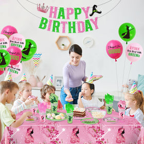 Pekeng cartoon tablecloth in pink and green for cohesive decor