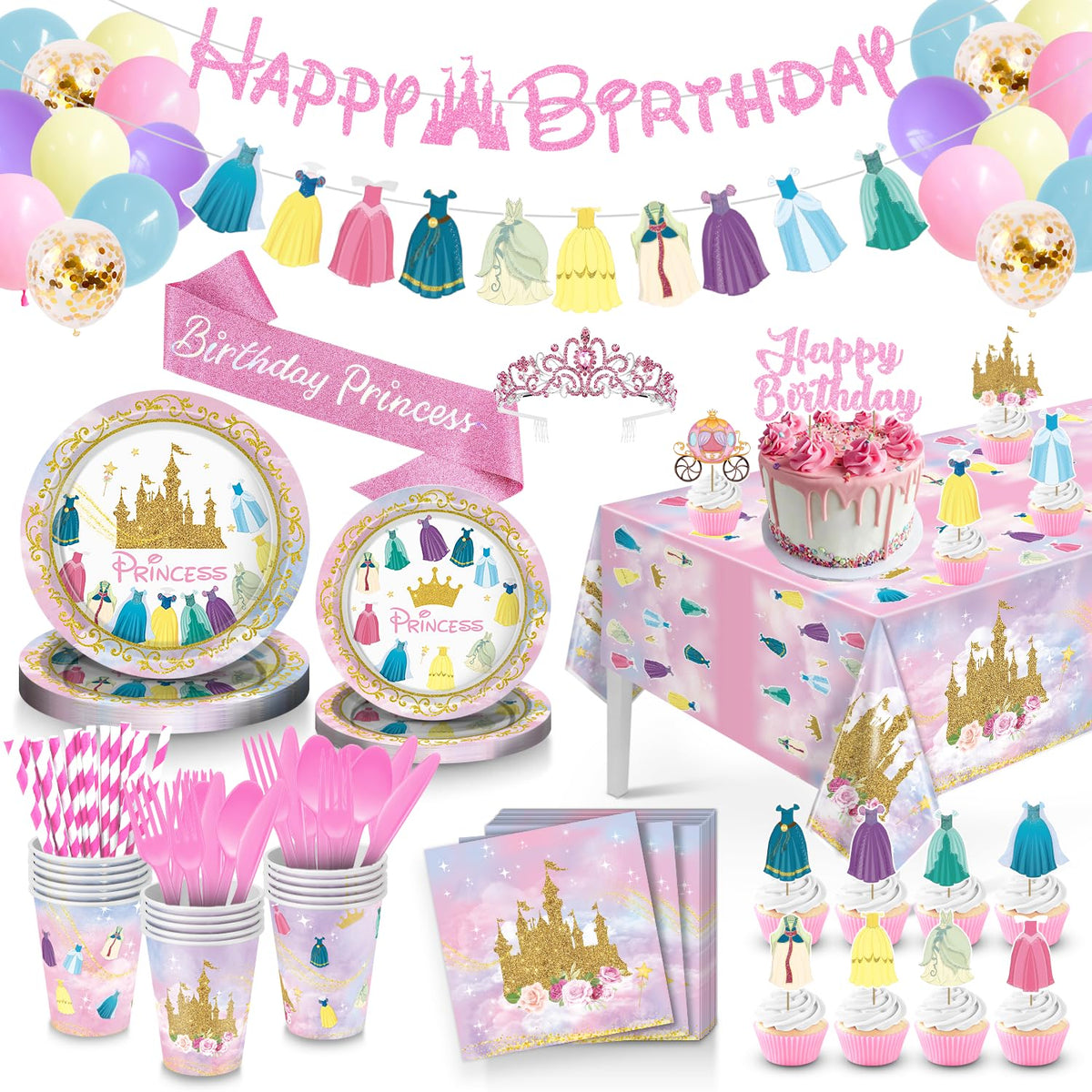 pekeng princess banner adds magical birthday vibes to entrances and walls.