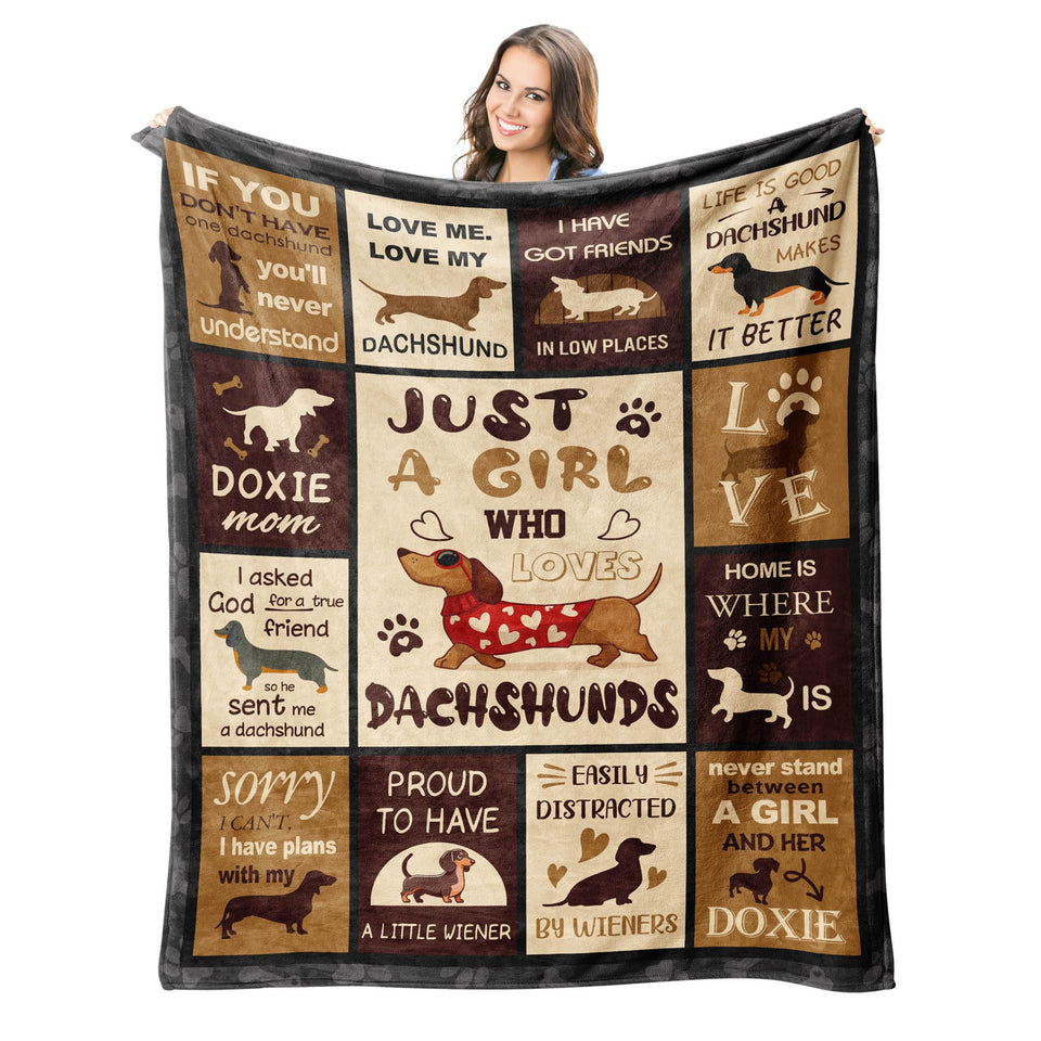 Peliny Chrid dachshund blanket with a soft hug promoting cozy relaxation.