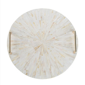 PEMAR Mother of Pearl Tray, round, ideal for displaying jewelry and perfumes.