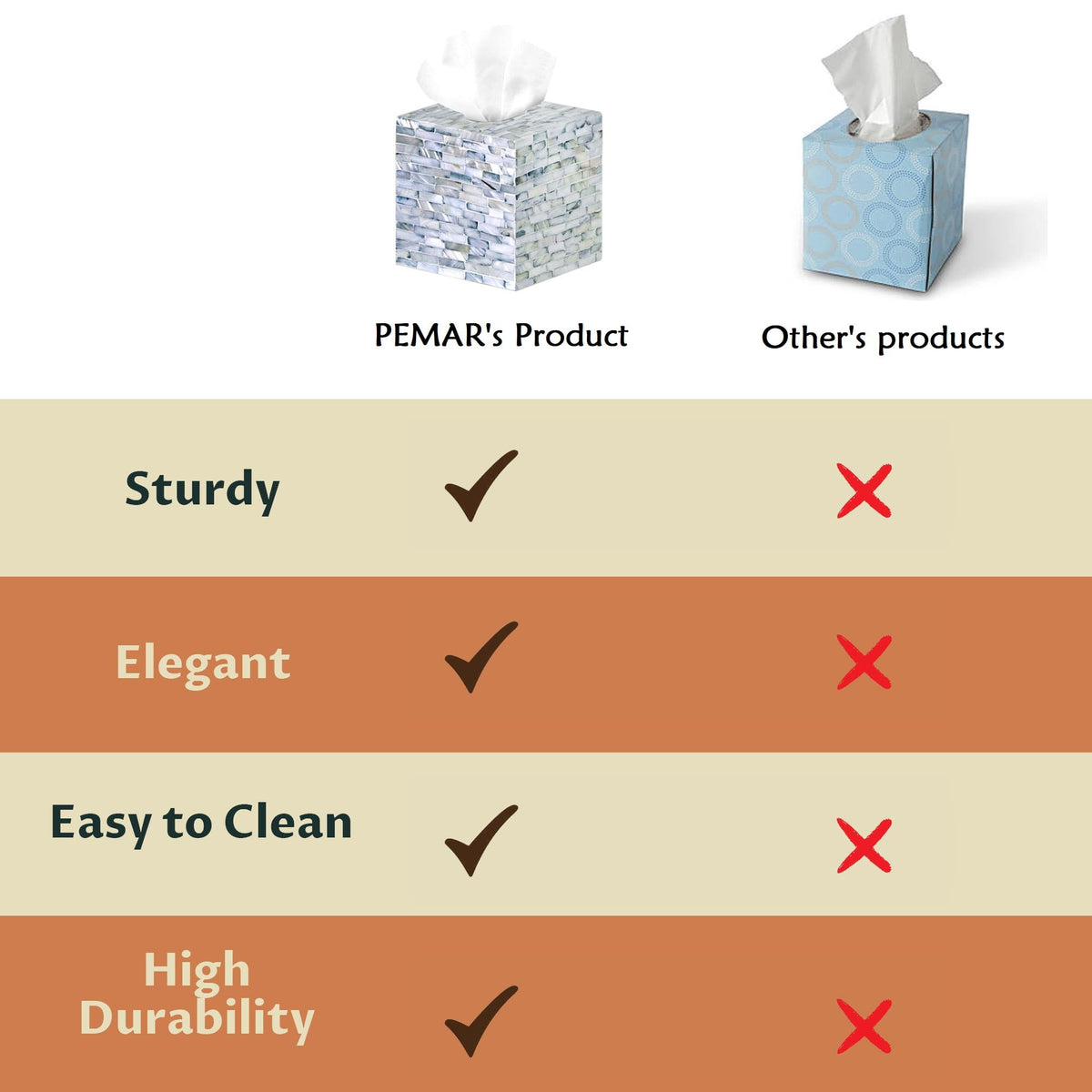PEMAR tissue holder blue on office desk or dining room setting