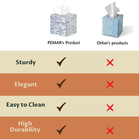 PEMAR tissue holder blue on office desk or dining room setting