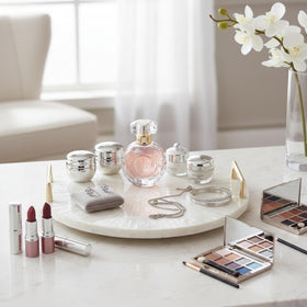 PEMAR tray on dresser functions as catchall for small items.