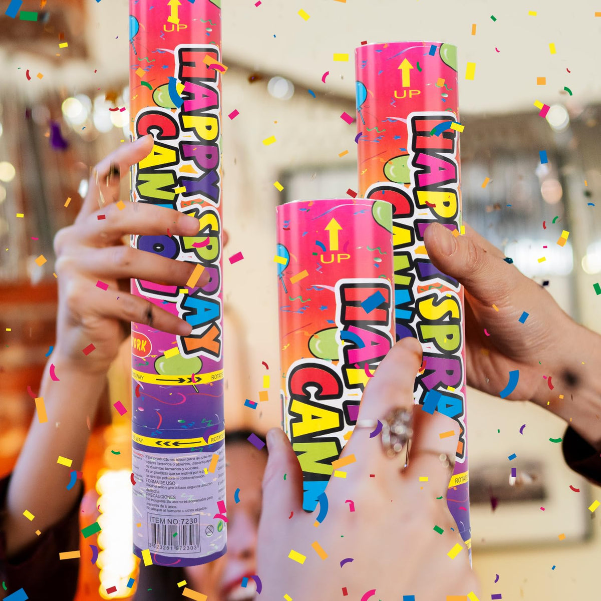 PEMUI biodegradable confetti inside the cannon for eco-friendly celebrations.