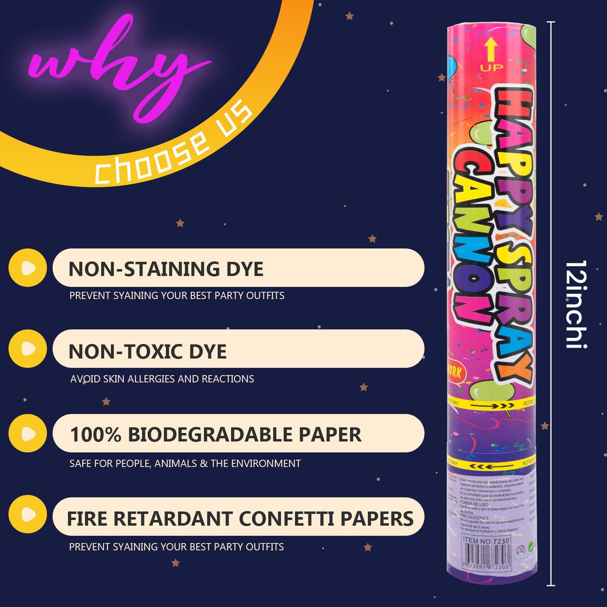 PEMUI confetti cannon suitable for indoor or outdoor use in any venue.