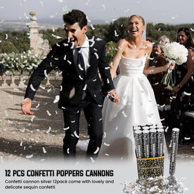 PEMUISE confetti poppers usable indoors or outdoors with silver shimmer