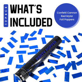 PEMUISE blue Mylar confetti popper bursts safely for photo moments.