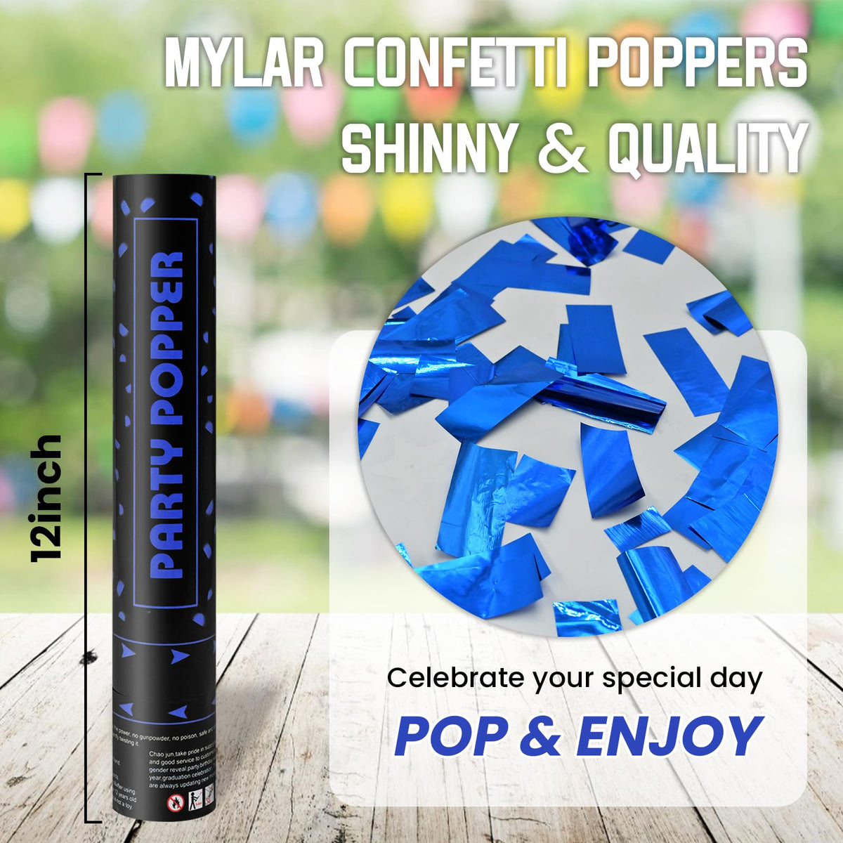 PEMUISE 12-inch poppers deliver a high blue burst.