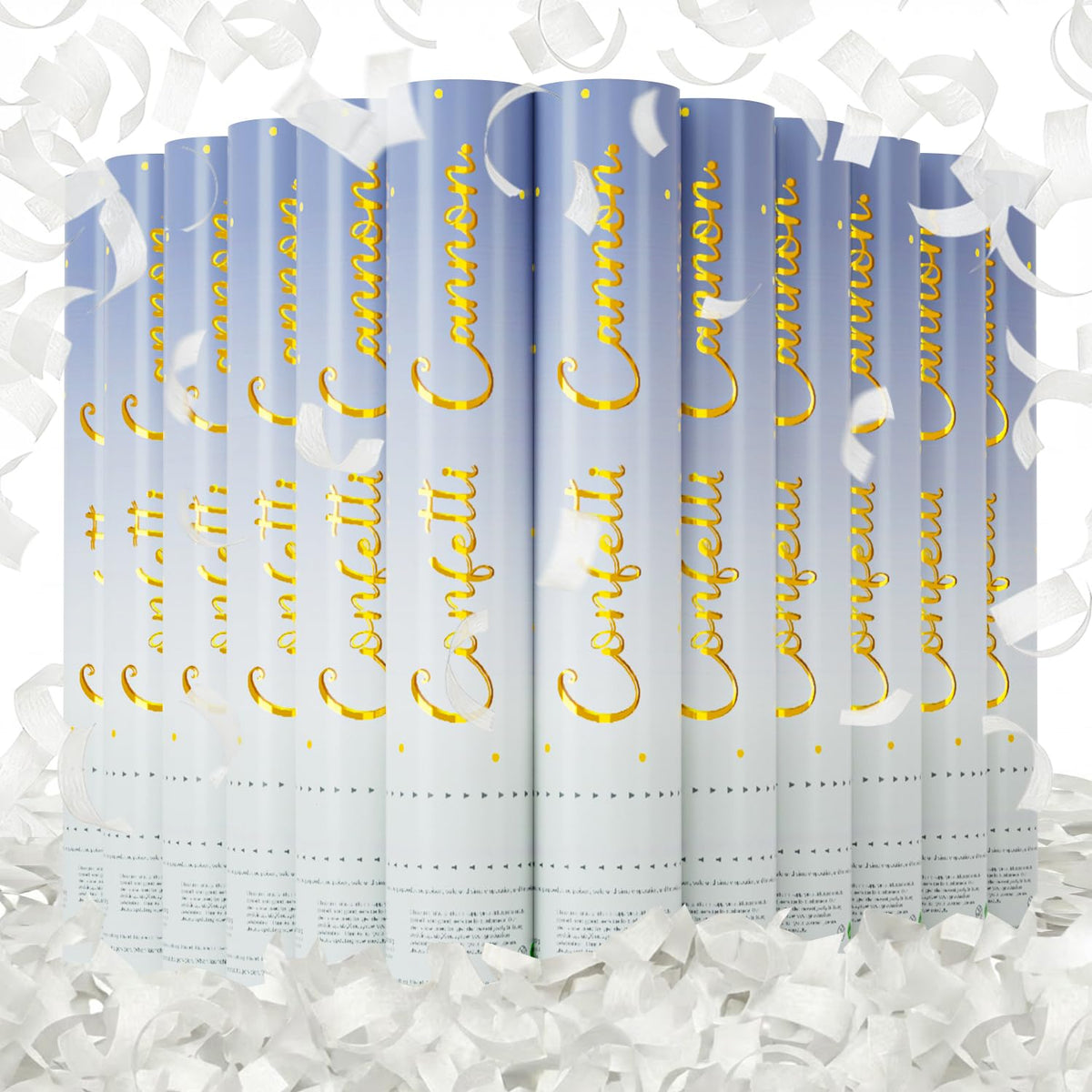 PEMUISE confetti poppers white 12-inch cannon ideal for indoor or outdoor celebrations