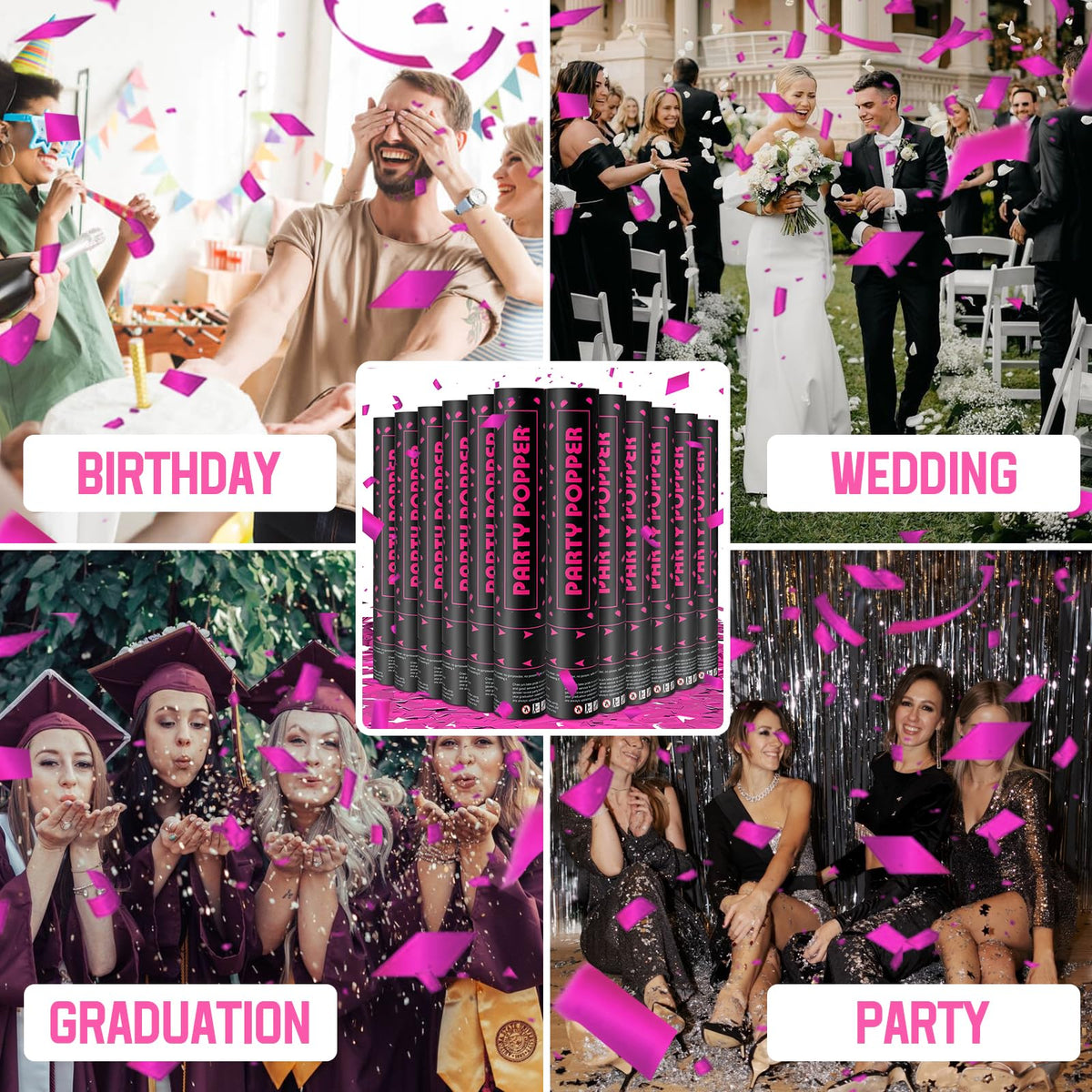 Pemuise 12 inch confetti cannon for indoor or outdoor celebrations