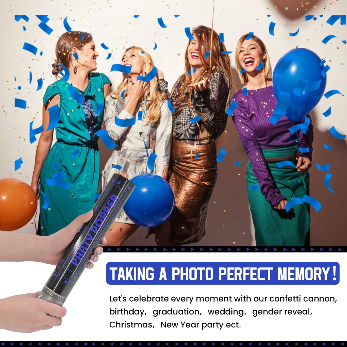 PEMUISE party poppers enhance celebrations with a vivid skyward reveal.