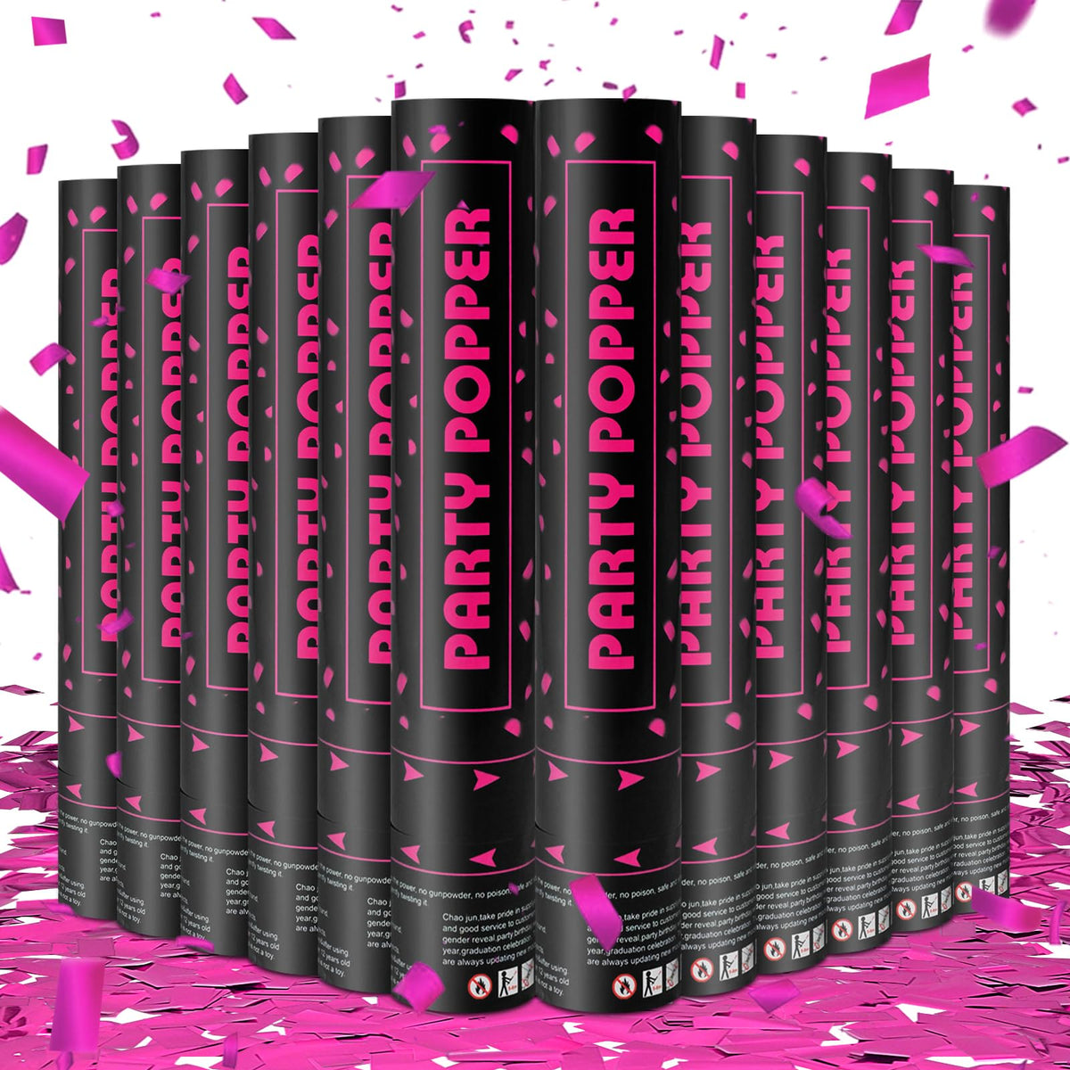 Pemuise party poppers pink confetti cannon 12inch adds festive sparkle to celebrations