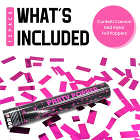 Pemuise pink confetti popper close-up highlighting high quality Mylar