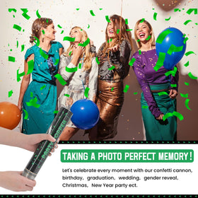 pemuise green confetti cannons ideal for weddings and birthdays