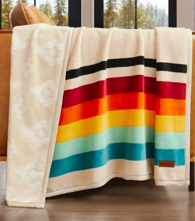 Pendleton reversible plush throw Mount Foraker front view offers cozy warmth.
