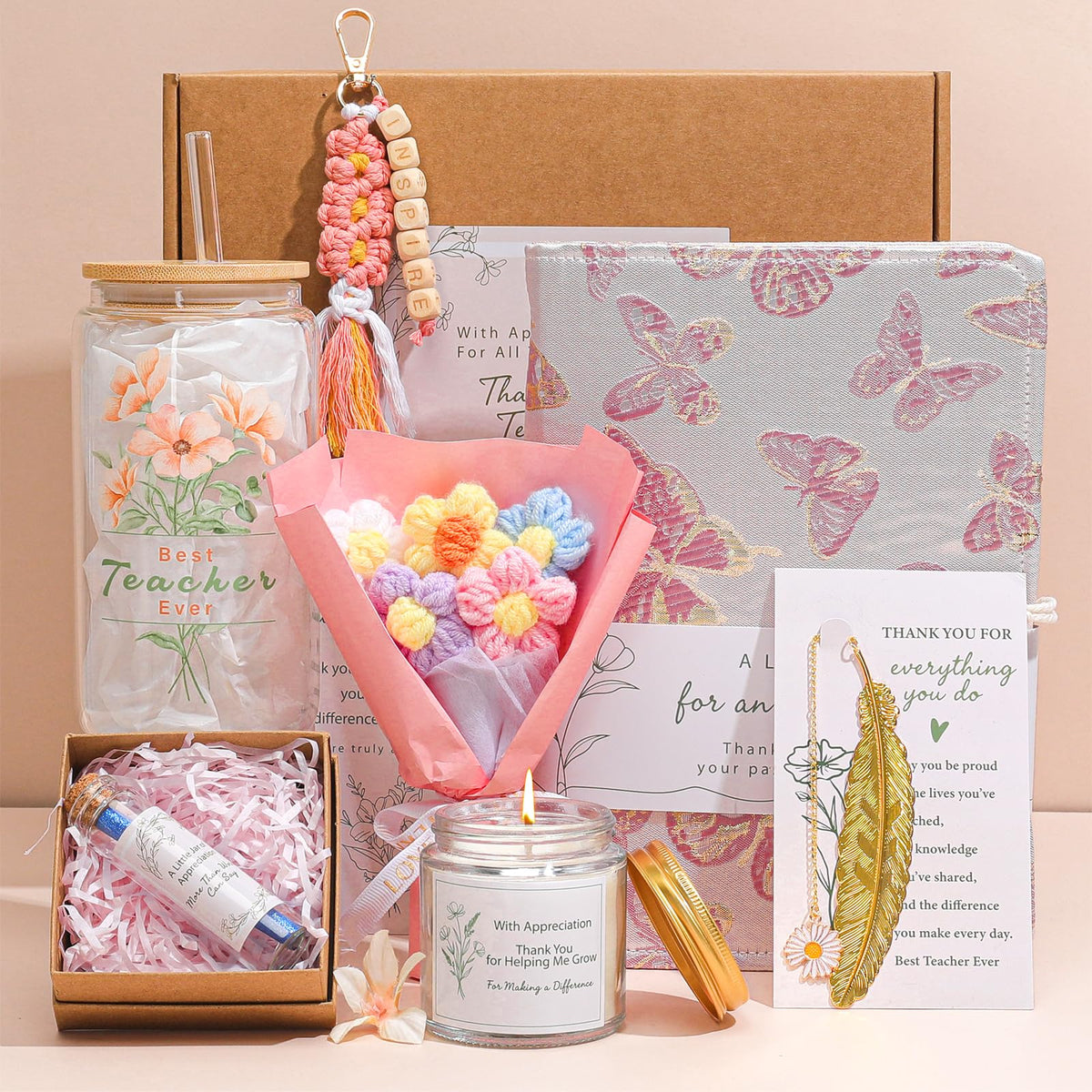 Pengtai teacher gift box with glass cup and straw, ideal for daily classroom moments