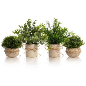 PENGYEE 4-pack small fake plants brighten bathroom decor with frosted gray leaves