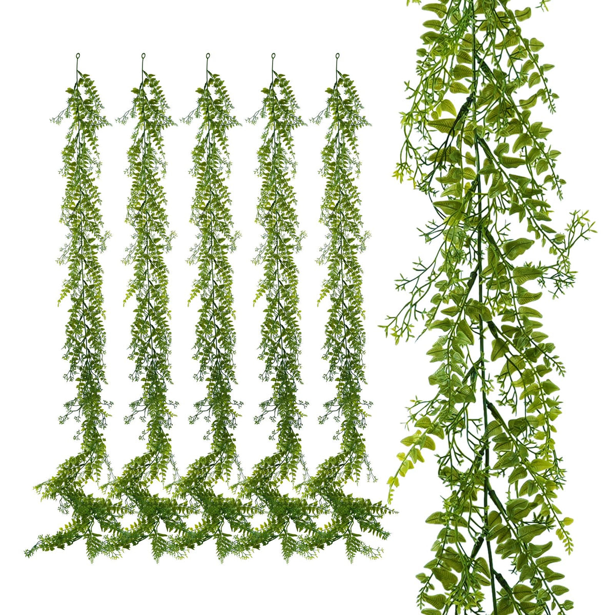 PENGYEE 6-pack 6ft artificial greenery garland for table decor