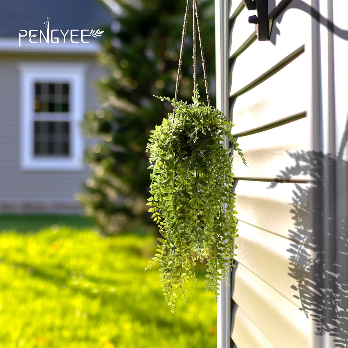 PENGYEE artificial hanging plant leaves with vibrant green veining for living spaces