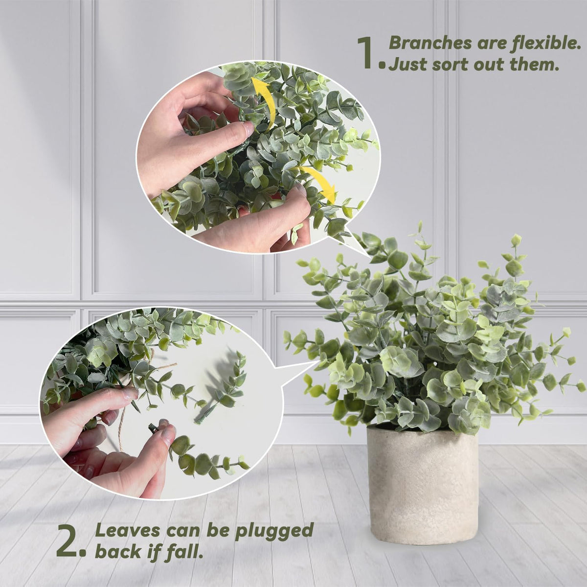 PENGYEE compact artificial plants for desk decor and corners