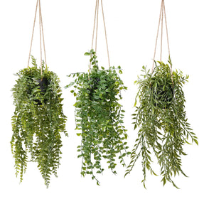 PENGYEE fake hanging plants with black pots for wall decor and easy maintenance