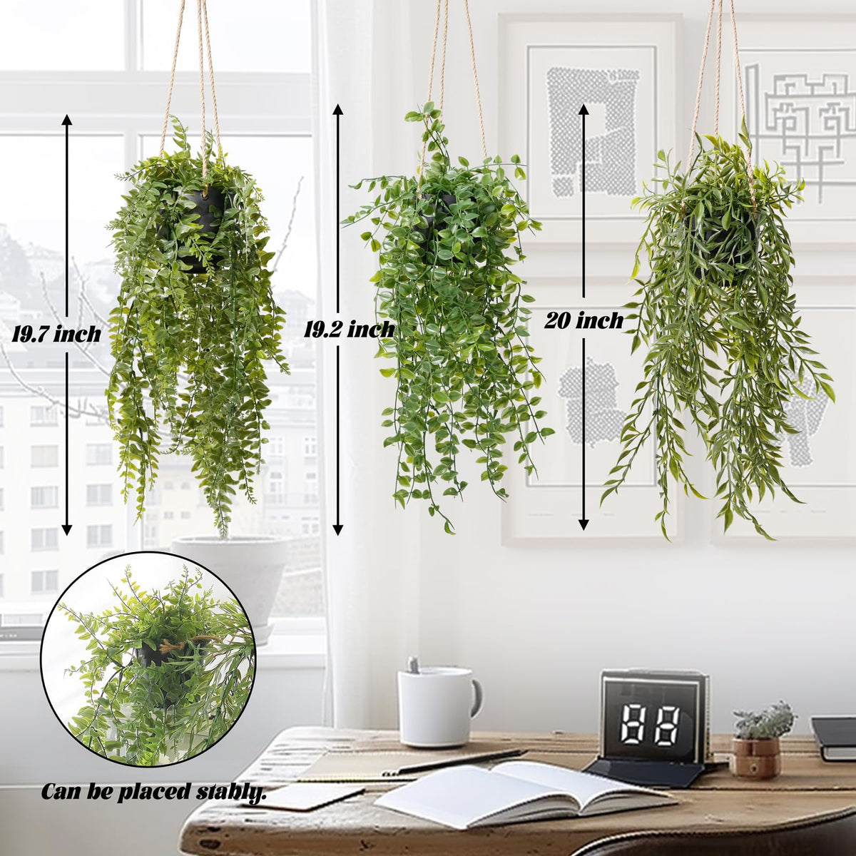 PENGYEE hanging plants with detachable adjustable twines for versatile display