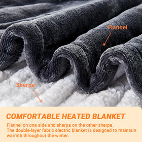 PENGZHU ELECTRIC BLANKET sherpa lining adds plush comfort during lounging.