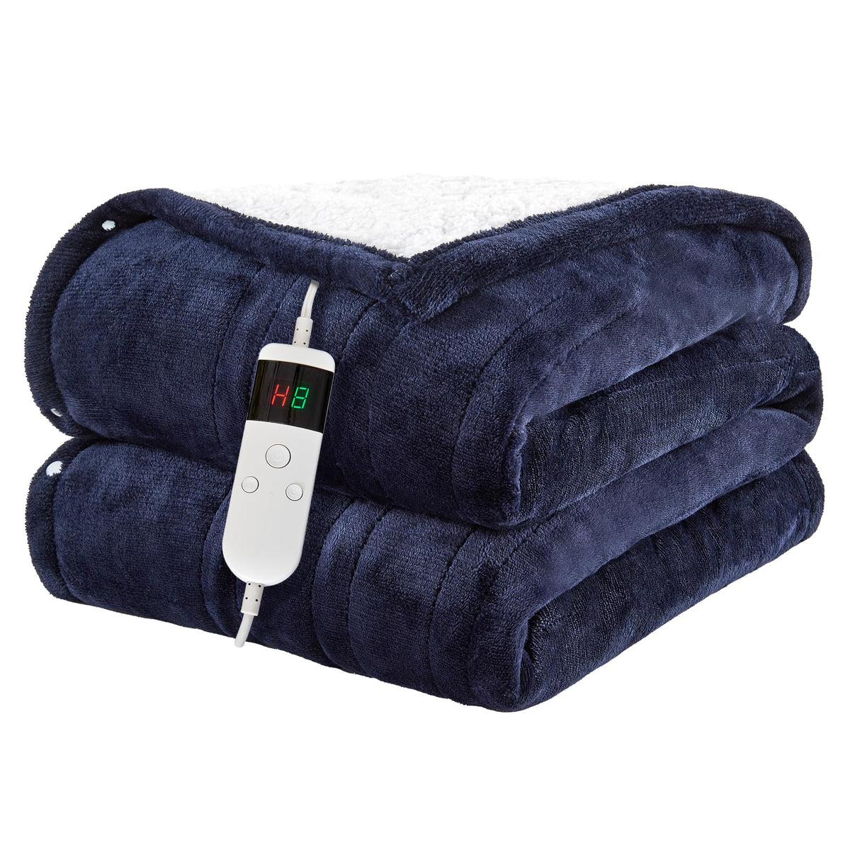 Pengzhu electric blanket close-up shows plush soft flannel and sherpa texture for cozy warmth