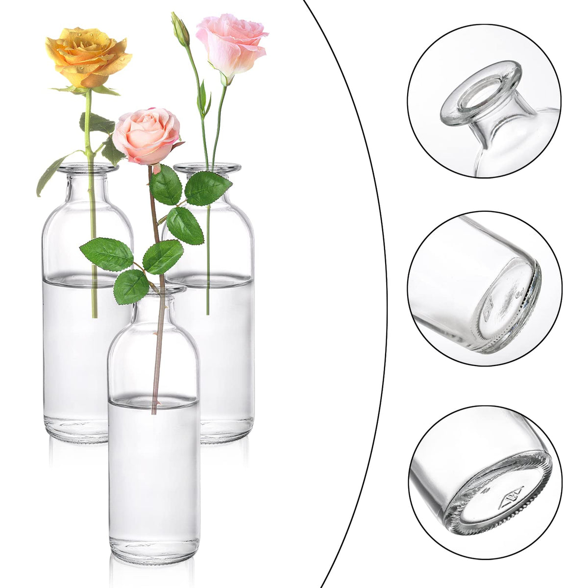 Peohud 12-pack glass bud vases ideal for wedding centerpiece ideas.