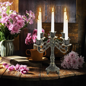 Peohud durable alloy candlestick provides lasting tabletop elegance.