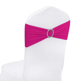 Peomeise fuchsia spandex chair sash with buckle slider for elegant wedding decor.
