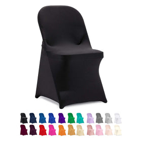 Peomeise stretch spandex chair cover in black for 12-pack, smooth fit for elegant events.