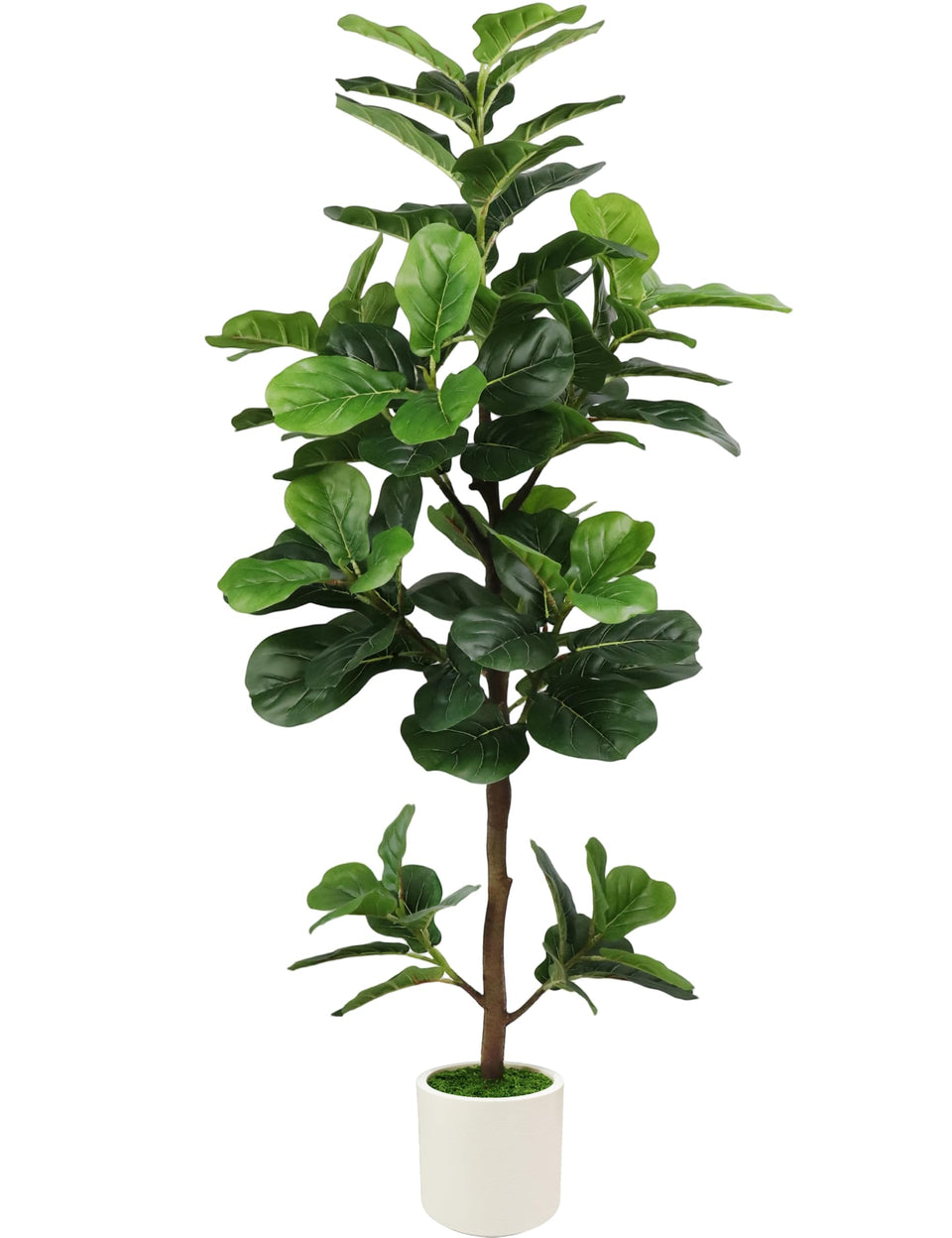 PEPEUNI 5ft artificial fiddle leaf fig tree with white planter for stylish home decor.