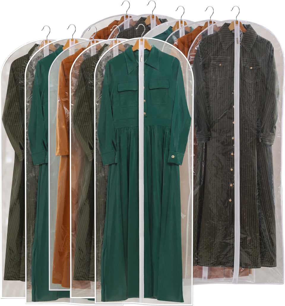 Perber all clear garment bag with 24x60 dress cover for easy identification.