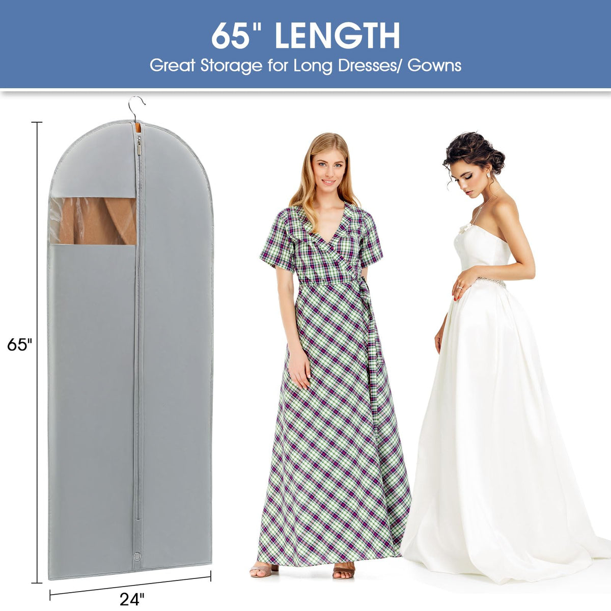 Perber 5-pack keeps multiple gowns protected and organized.