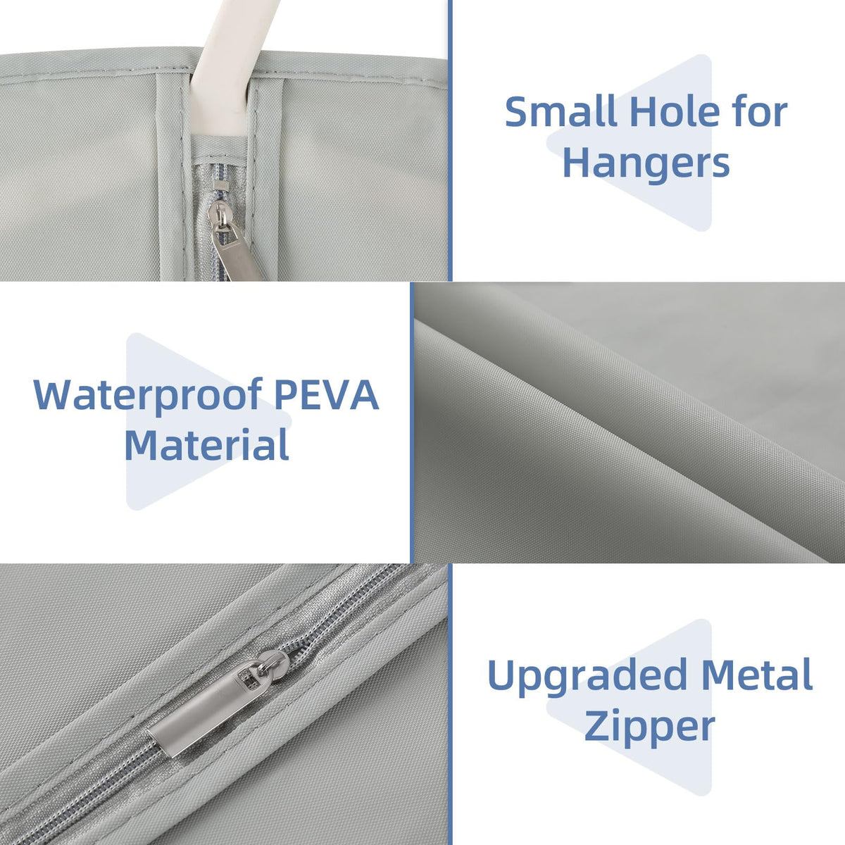 Perber smooth stainless zipper provides reliable, easy access to stored clothes.